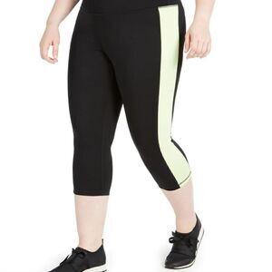 Women's Ideology Cropped Colorblock Mid Rise Leggings Yellow/Black Size 1X